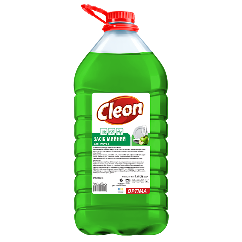 25515270 Cleon Засіб для миття посуду Optima Яблуко, 5 л